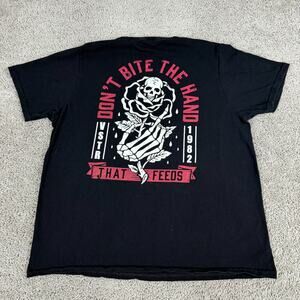 VSTR Shirt Mens XL Black Red Dont Bite The Hand That Feeds You Rose Skull